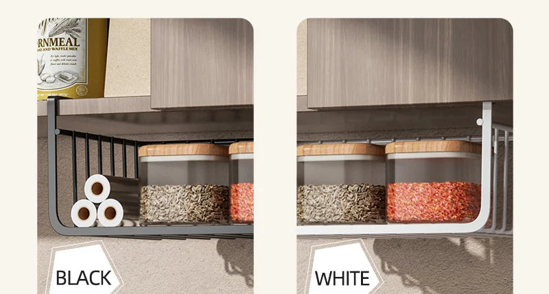 Iron Under Cabinet Hanging Baskets – Heavy Duty Storage for Kitchen Pantry