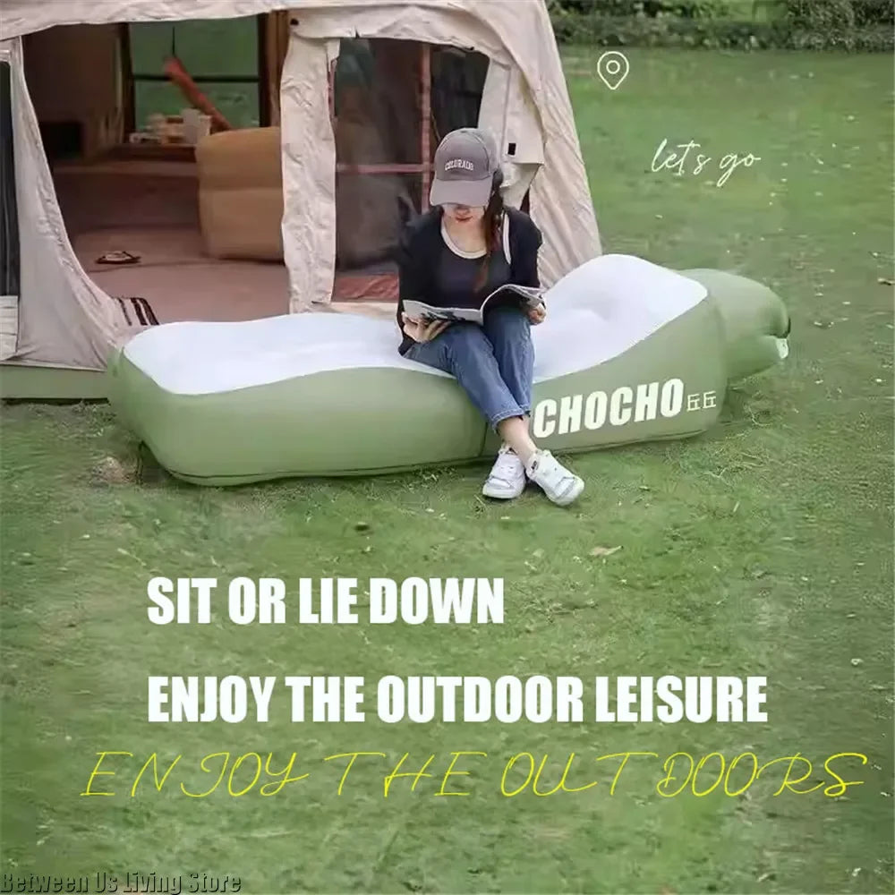 Inflatable Sofa Bed – Extra Wide Non-Roll Air Lounger for Beach and Garden
