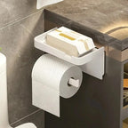 Wall Mounted Toilet Paper Holder – Plastic Storage Shelf for Bathroom
