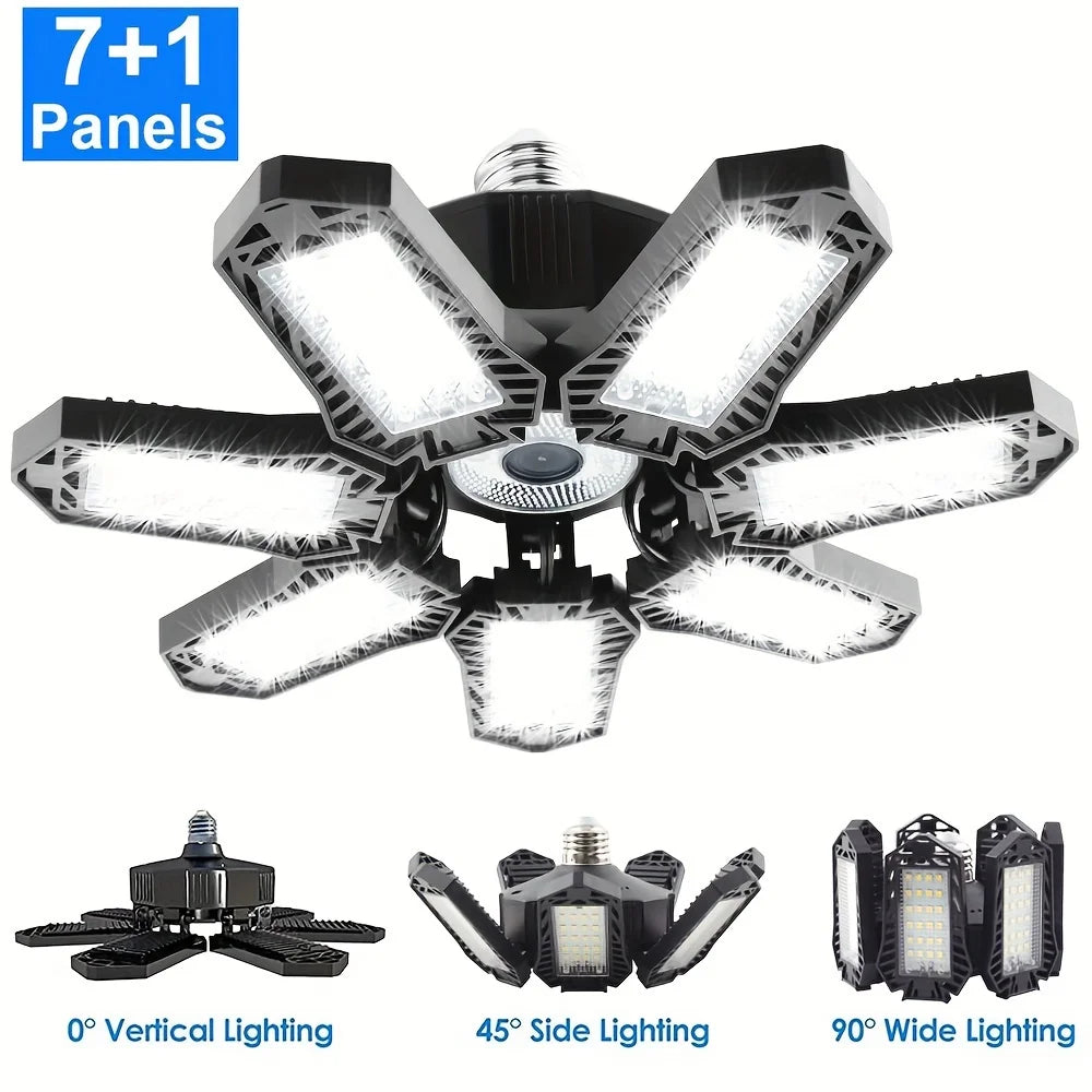 LED Garage Light – 11 Adjustable Panels for Workshop Industrial Lighting