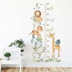 Cartoon Animal Height Ruler Wall Decals – Removable PVC for Kids Room Decor