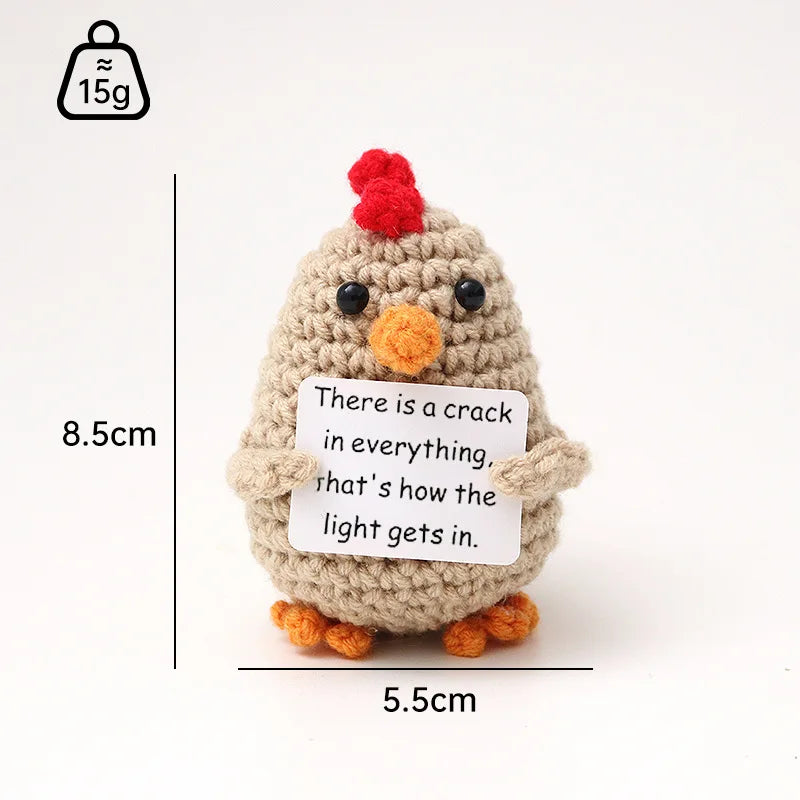 Handmade Wool Crochet Dog Doll – Positive Affirmation Plush for Home Decor