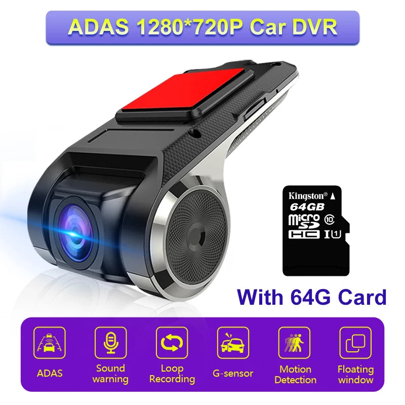ADAS USB Dash Cam – Full HD Car DVR Camera for Android Navigation Head Units