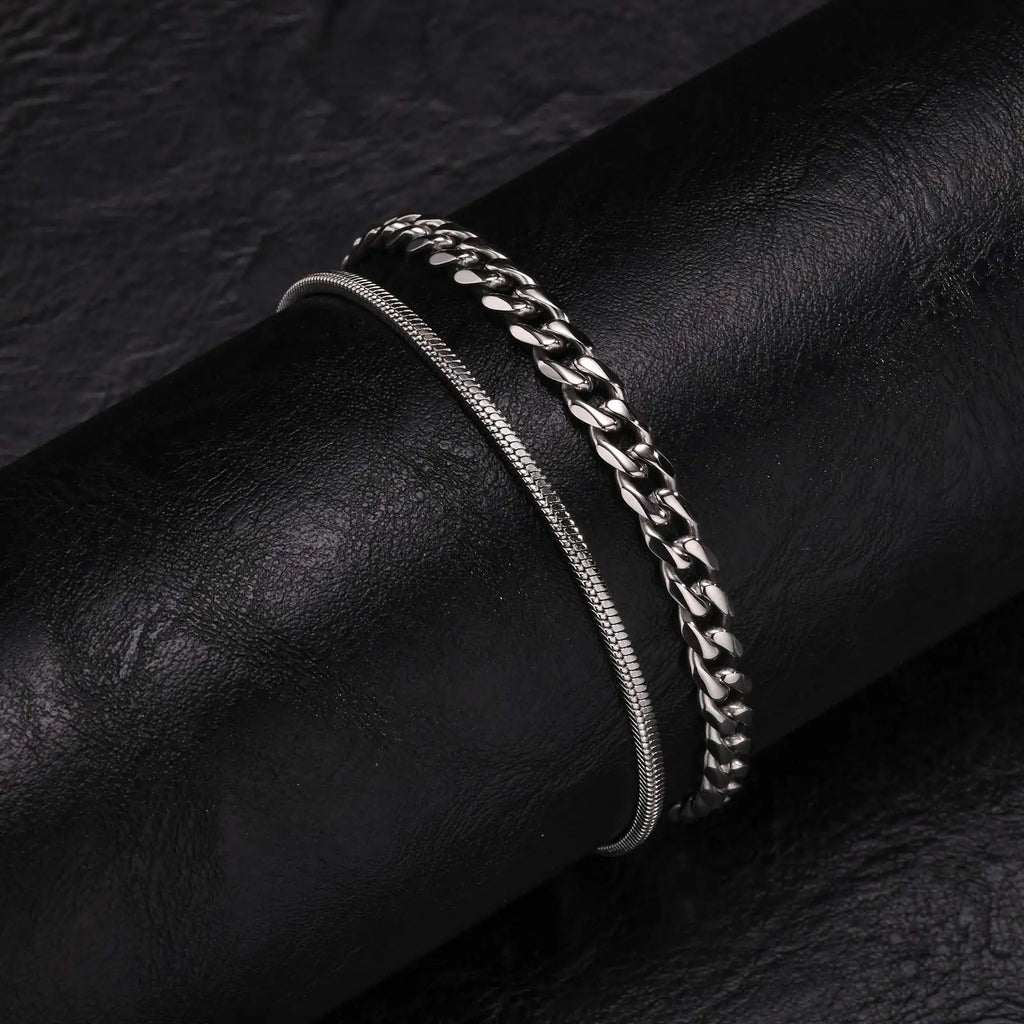 Stainless Steel Chain Bracelet – Men’s Trendy Cuban Link Wristband for Jewelry