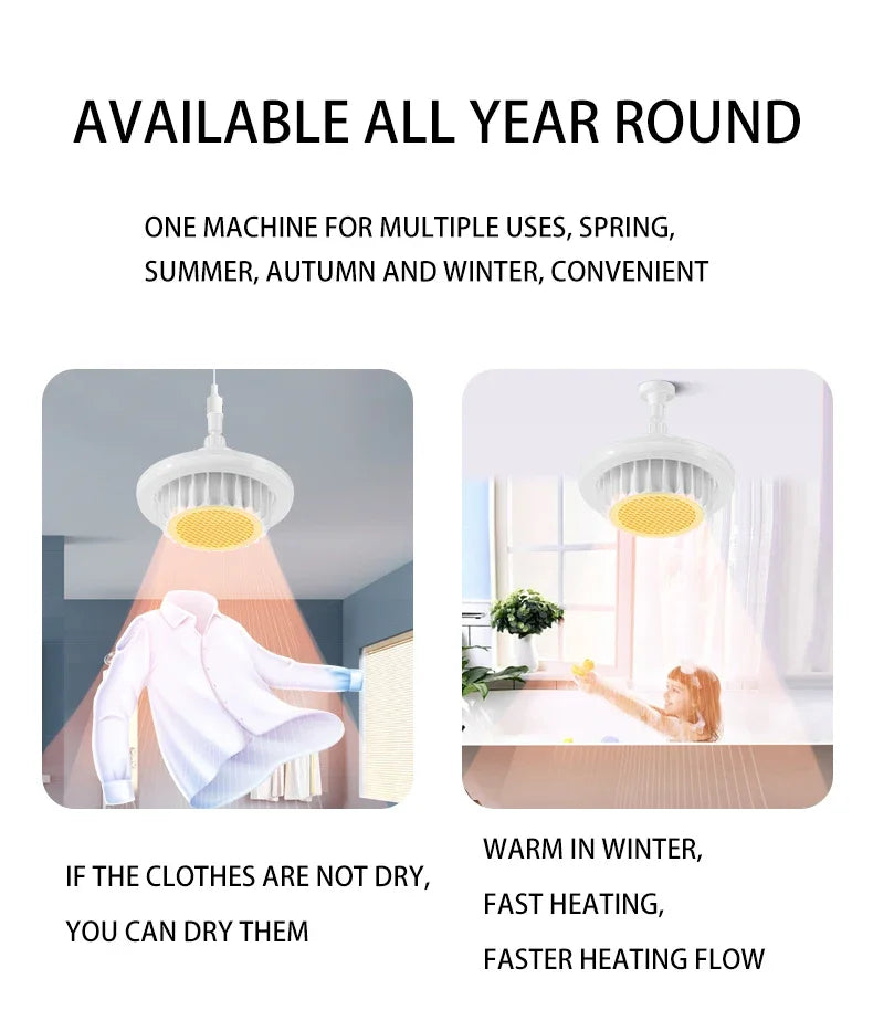 Electric Heater Ceiling Light – Remote Controlled Warm Air for Winter Home