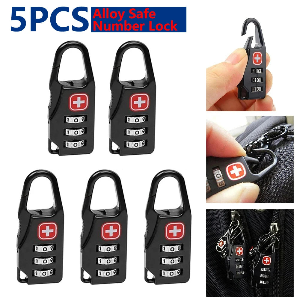 Portable Alloy Combination Padlock – Anti-theft Security for Travel Luggage
