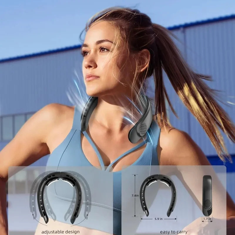 Portable Neck Fan – Rechargeable Turbine Design for Outdoor Summer Cooling