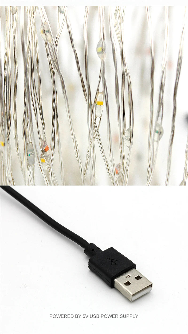 White LED String Lights – 20M Waterproof Copper Wire for Christmas Decor