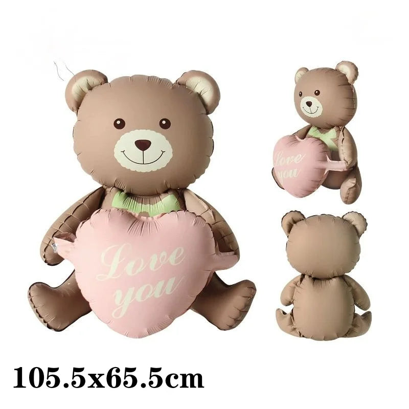 3D Matte Standing Bear Foil Balloons – Birthday Party Decoration for Baby Shower