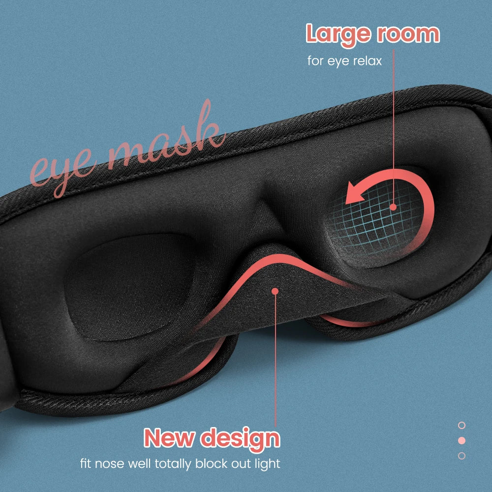 Memory Foam Sleep Mask – Ergonomic 3D Blindfold for Travel and Sleeping