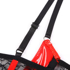 Wetlook Leather Push Up Bralette – Underwire Lace Lingerie for Sexy Cosplay