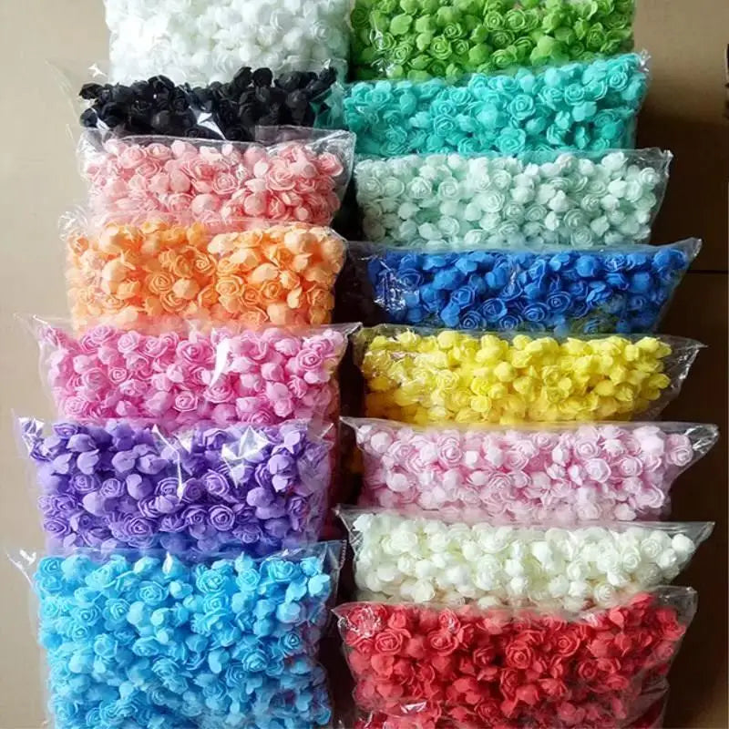 Mini PE Foam Rose Heads – Artificial Flowers for DIY Wedding Party Decor