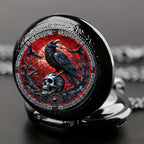 Vintage Crow Skull Pocket Watch – Gothic Necklace for Cosplay Gift