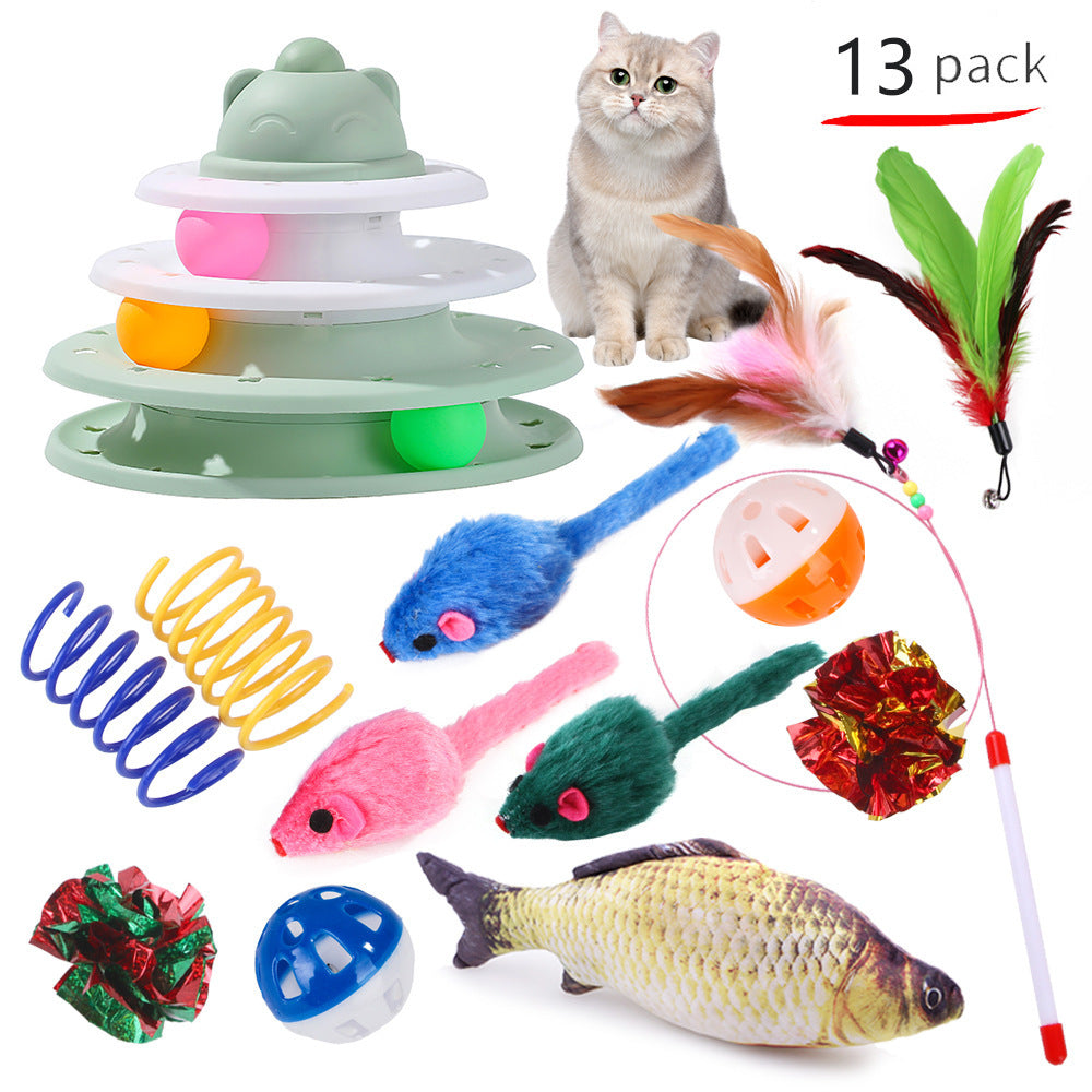 Interactive Cat Play Tunnel – Foldable Mouse and Fish Toy Set for Pets