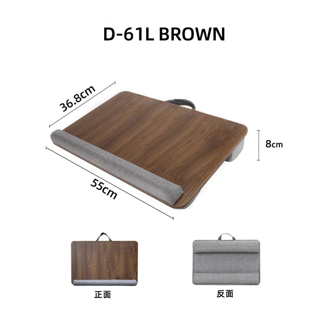 Portable Wooden Laptop Bed Desk – 15 Inch Lap Tray with Cushion for Study