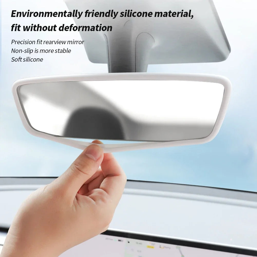 Silicone Rearview Mirror Frame – Protective Interior Cover for Tesla Models