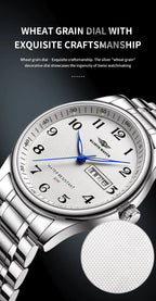 Stainless Steel Quartz Watch – Arabic Numerals Calendar for Men Gifts