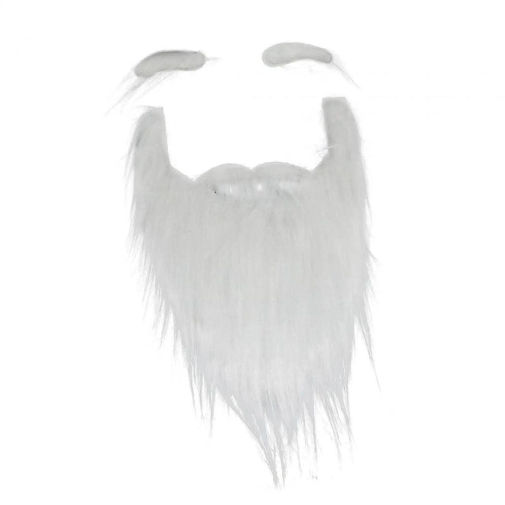 Fake Santa Beard – Synthetic White Facial Hair for Christmas Cosplay Costume