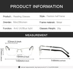 Metal Half-Frame Reading Glasses – Anti-Blue Light Eyewear for Business