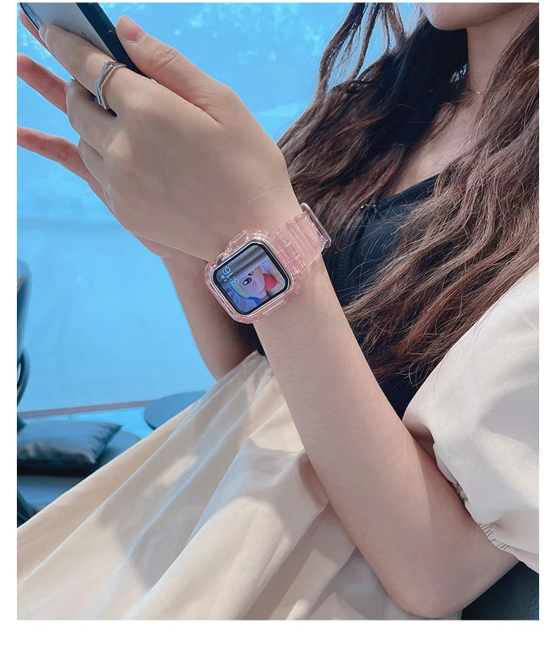 Transparent Silicone Band and Case – Protective Apple Watch Accessory
