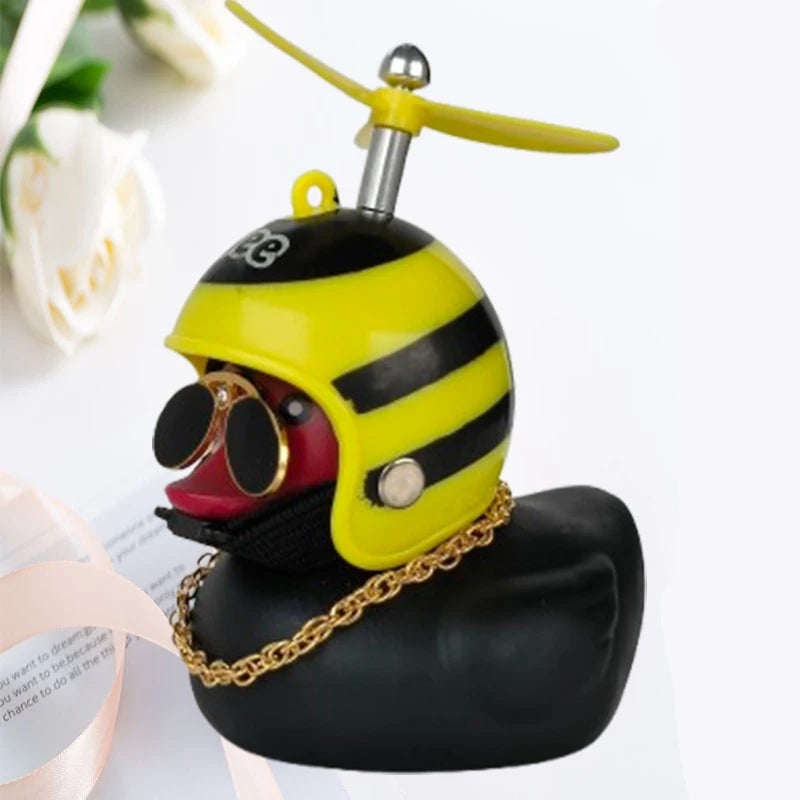 Yellow Duck Helmet Ornament – Wind-Breaking Car Dashboard Decor Accessory