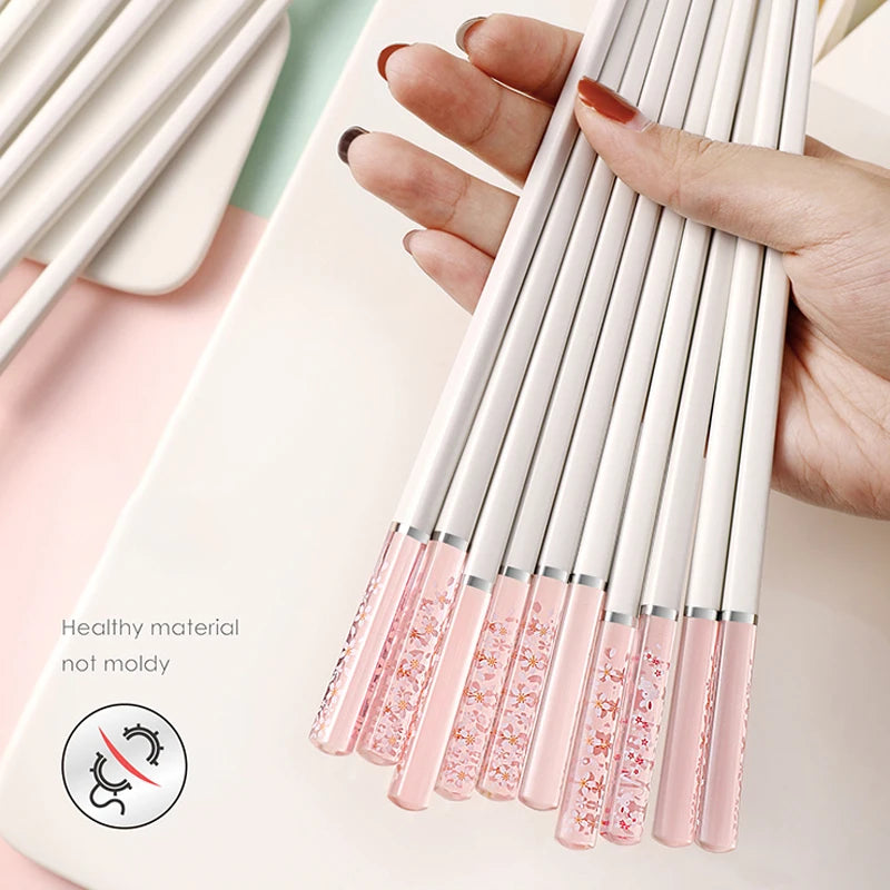 Sakura Japanese Chopsticks – Pink Cherry Blossom Reusable Tableware for Sushi