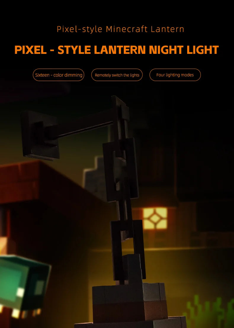 Pixel Style LED Lantern – 16 Color Portable Light for Home Decoration