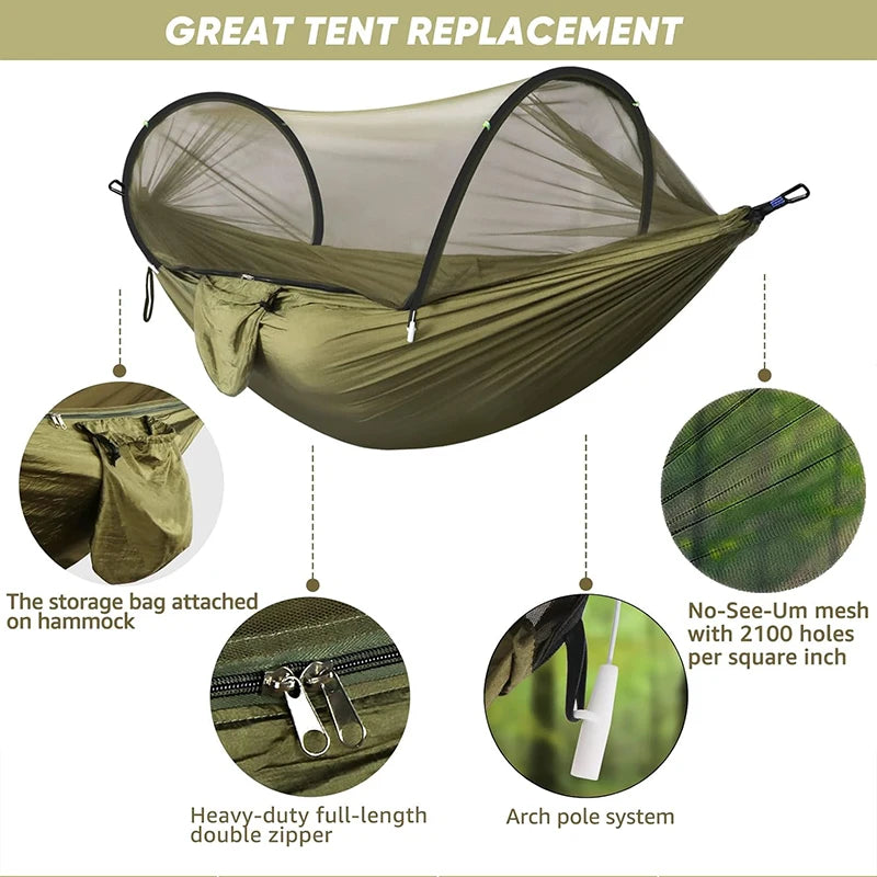 Camping Hammock – Quick Opening with Mosquito Net for Outdoor Sleeping