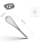 Stainless Steel Balloon Whisk – 8 10 12 Inch Wire Beater for Kitchen Cooking