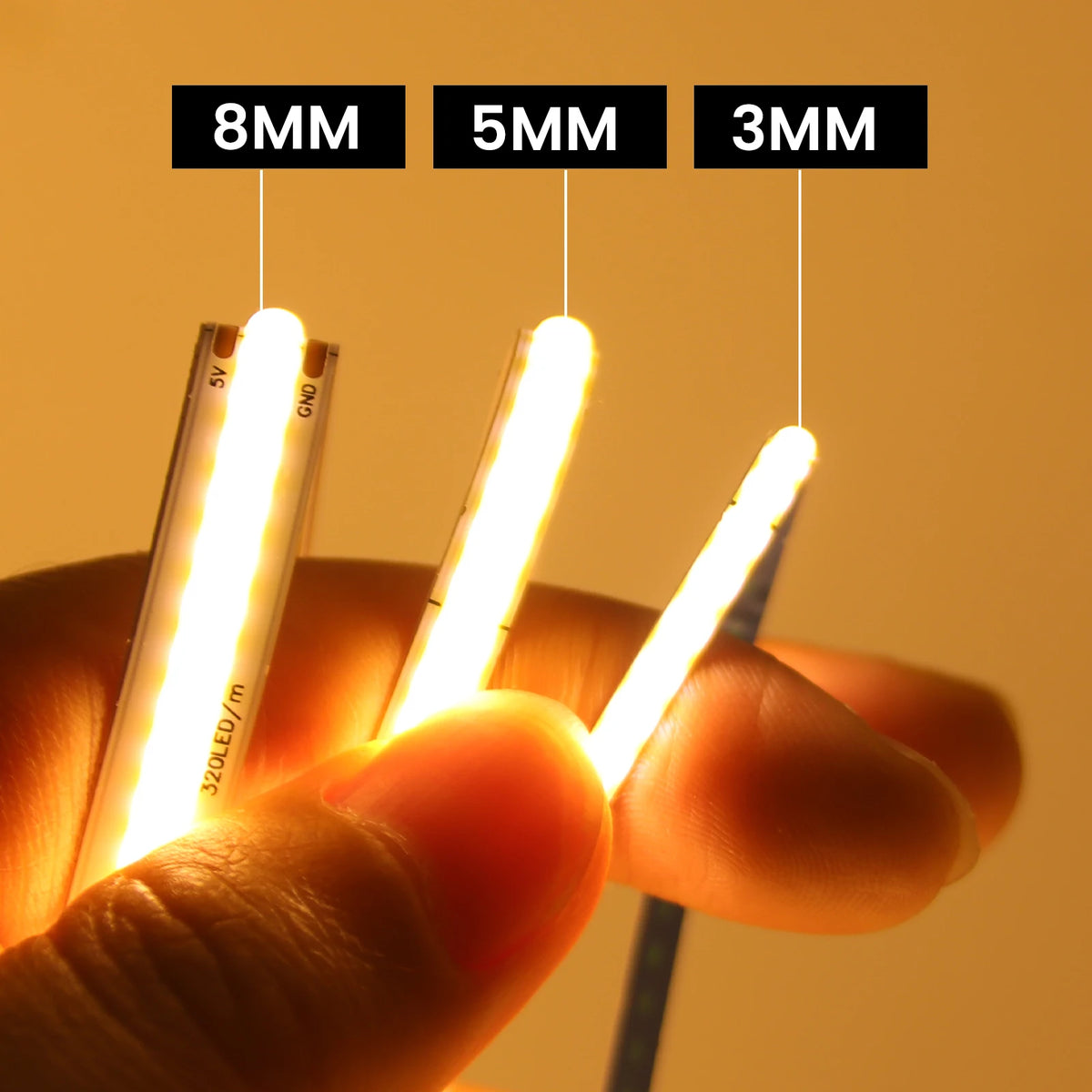 Flexible COB LED Strip Light – High Density Battery Powered for Night Decor