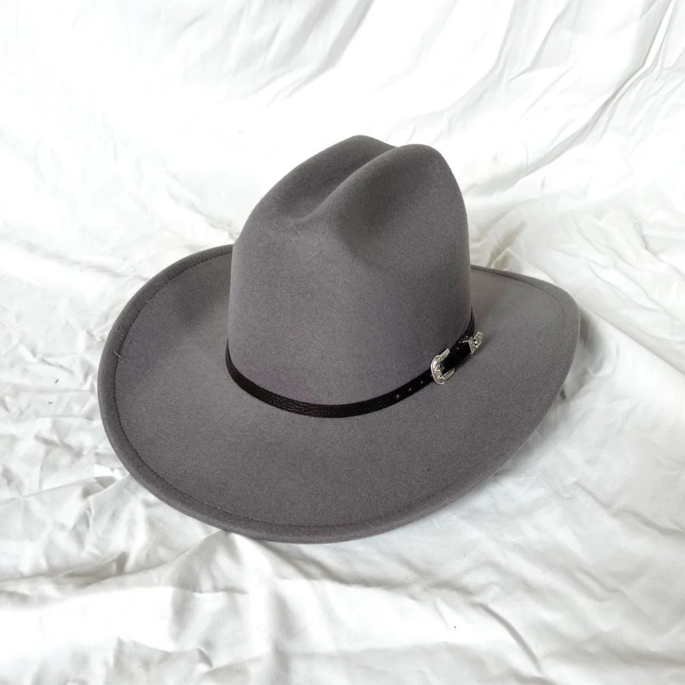 Vintage Wide Brim Cowboy Hat – Leather Western Style for Men and Women