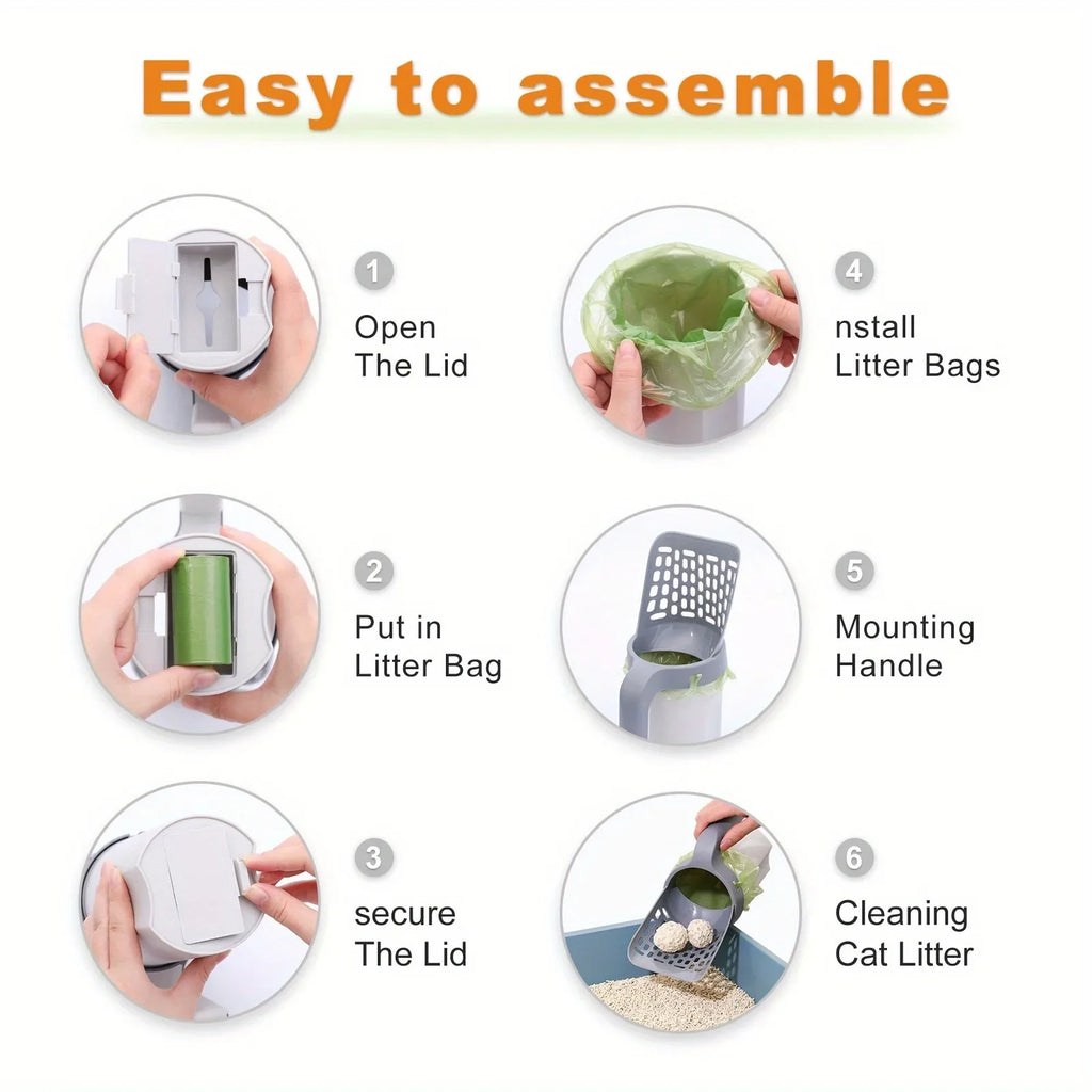 Cat Litter Scoop with Waste Bin – Portable Plastic Shovel for Easy Cleaning