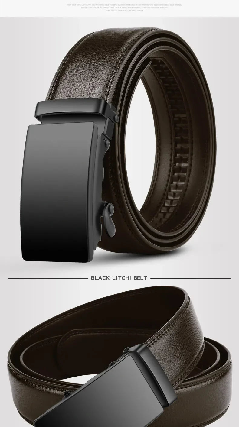 Automatic Buckle Belt – Men's Leather Waist Strap for Business Casual