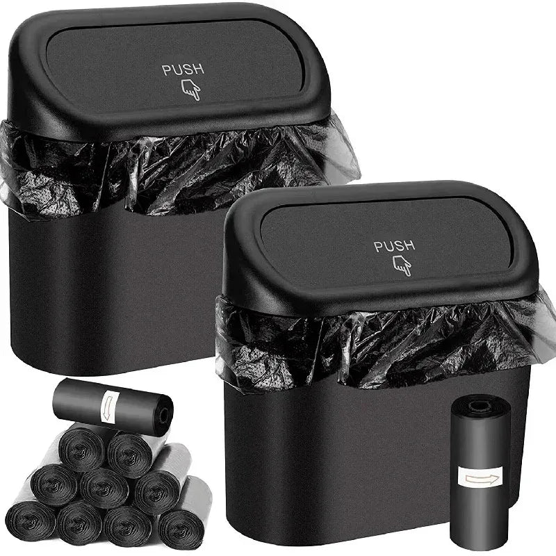 Leak-Proof Car Trash Can – Compact Waste Bin with Garbage Bags for Auto Interior