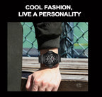 Mens Rose Gold Silicone Sports Watch – 46mm Hollow Dial for Daily Fashion