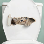 3D Peeping Kitten Toilet Sticker – Waterproof Decal for Bathroom Decor