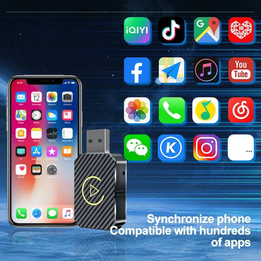 Wireless CarPlay and Android Auto Adapter – 5GHz USB Plug and Play for Cars