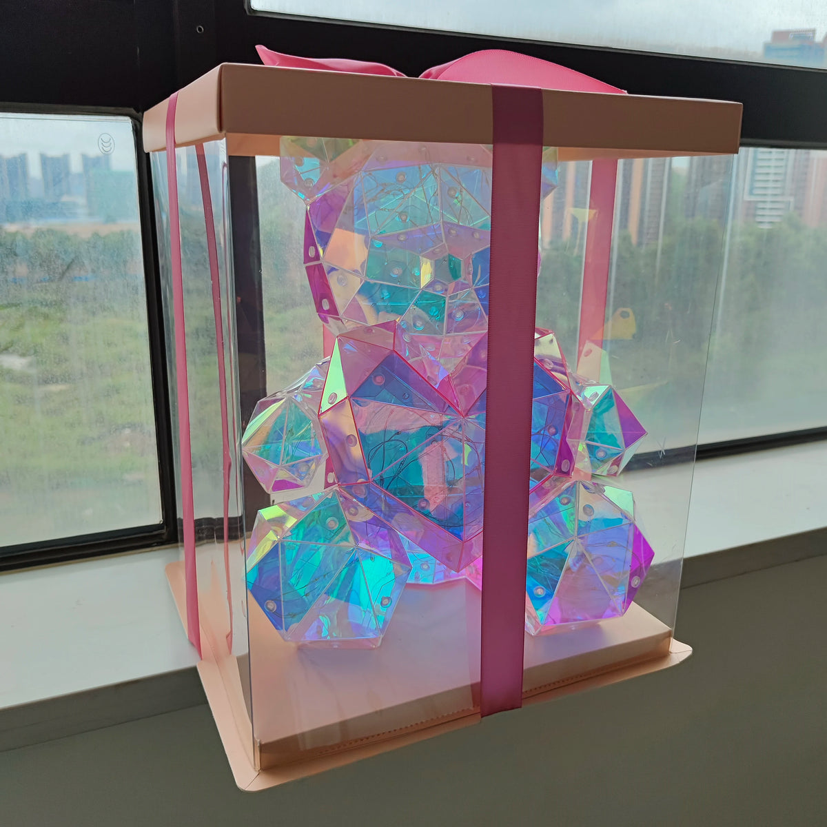LED Teddy Bear Night Light – 30cm Colorful Plush Gift for Bedroom Decor