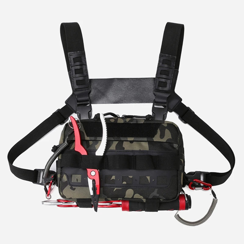 Camo Fishing Tackle Chest Bag – Utility Vest Pack for Outdoor Hunting