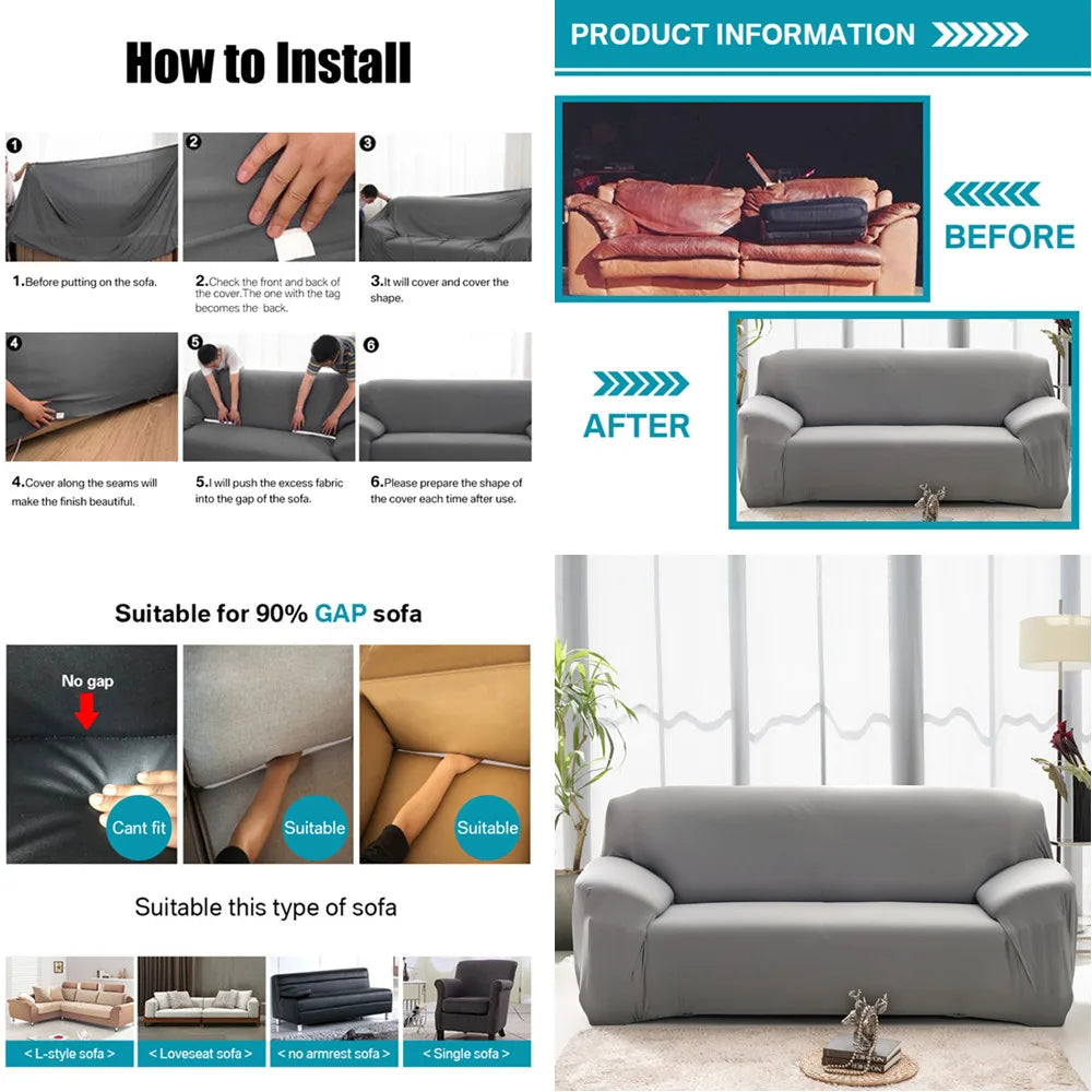 Thickened Elastic Sofa Slipcovers – Sectional Corner Couch Protection for Living Room