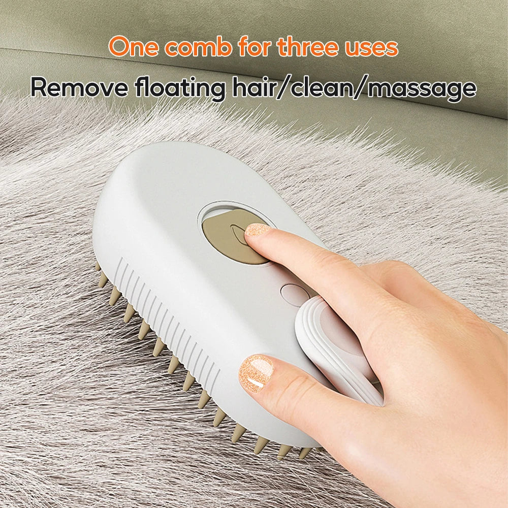 3-in-1 Pet Steam Grooming Brush – Electric Spray Comb for Dog and Cat Shedding