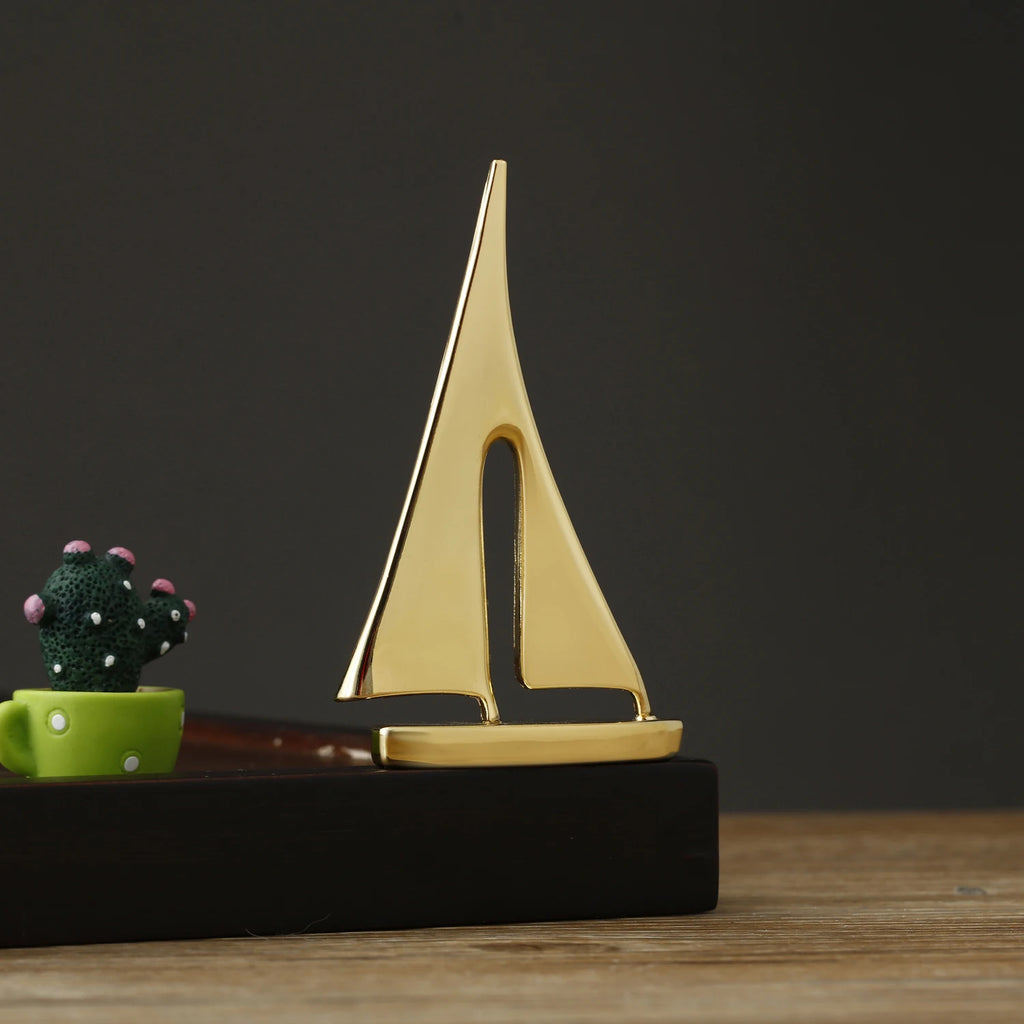 Zinc Alloy Sailboat Figurine – Modern Metal Decor for Living Room Desktop