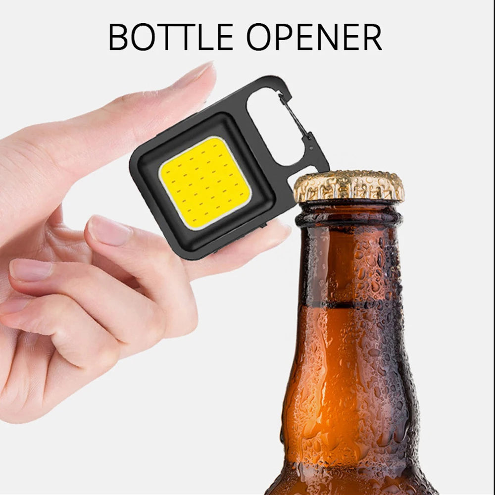 Mini COB Keychain Flashlight – Magnetic Rechargeable Light for Camping