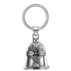 Vintage Jesus Cross Bell Pendant – Religious Biker Necklace for Men
