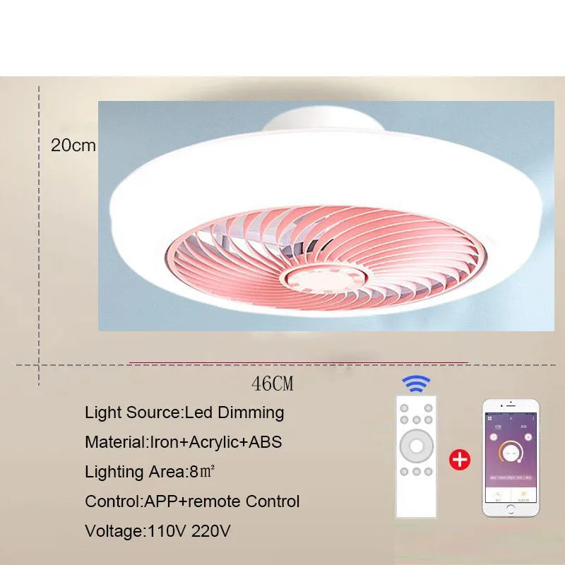 Retractable Smart Ceiling Fan – Silent Remote Control for Bedroom Decor