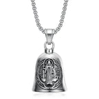 Vintage Jesus Cross Bell Pendant – Religious Biker Necklace for Men