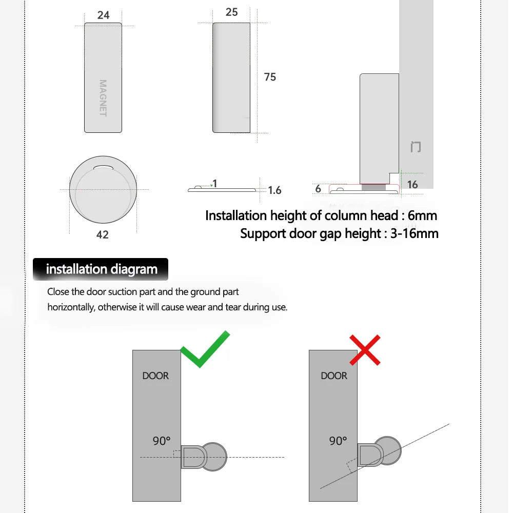 Magnetic Door Stop – Heavy Duty Nail Free Bumper for Home Security