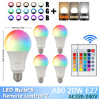 RGB LED Light Bulb – Dimmable 16 Color Remote for Home Bedroom Decor