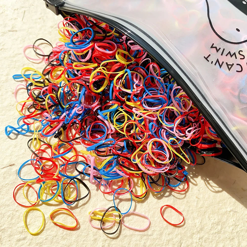Colorful Disposable Hair Bands – Elastic Rubber Ties for Kids Hairstyles