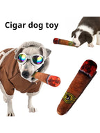 Plush Cigar Dog Toy – Durable Squeaky Chew for Small Breed Puppies
